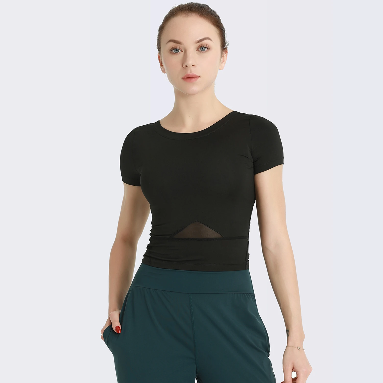 

Укороченные женские футболки для йоги F.DYRAA, с коротким рукавом, для бега, спортивные, дышащие, обтягивающие, для тренажерного зала, йоги, обле...