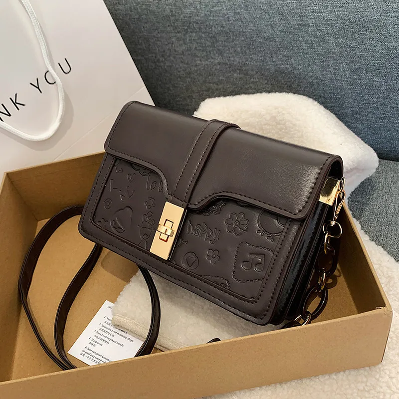 

2021 Новая женская модная сумка через плечо осенняя и зимняя дизайнерская Высококачественная маленькая квадратная сумка