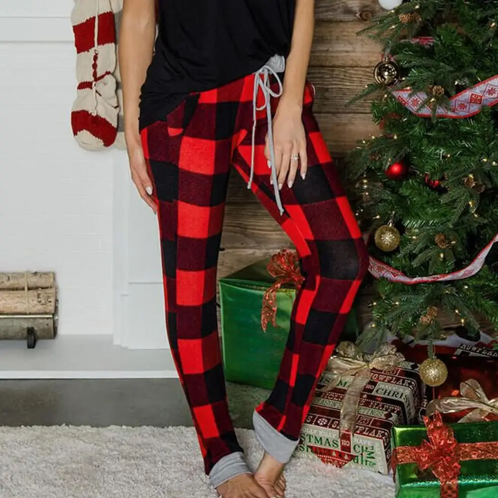 Женские модные спортивные брюки в клетку со средней талией и принтом удобные