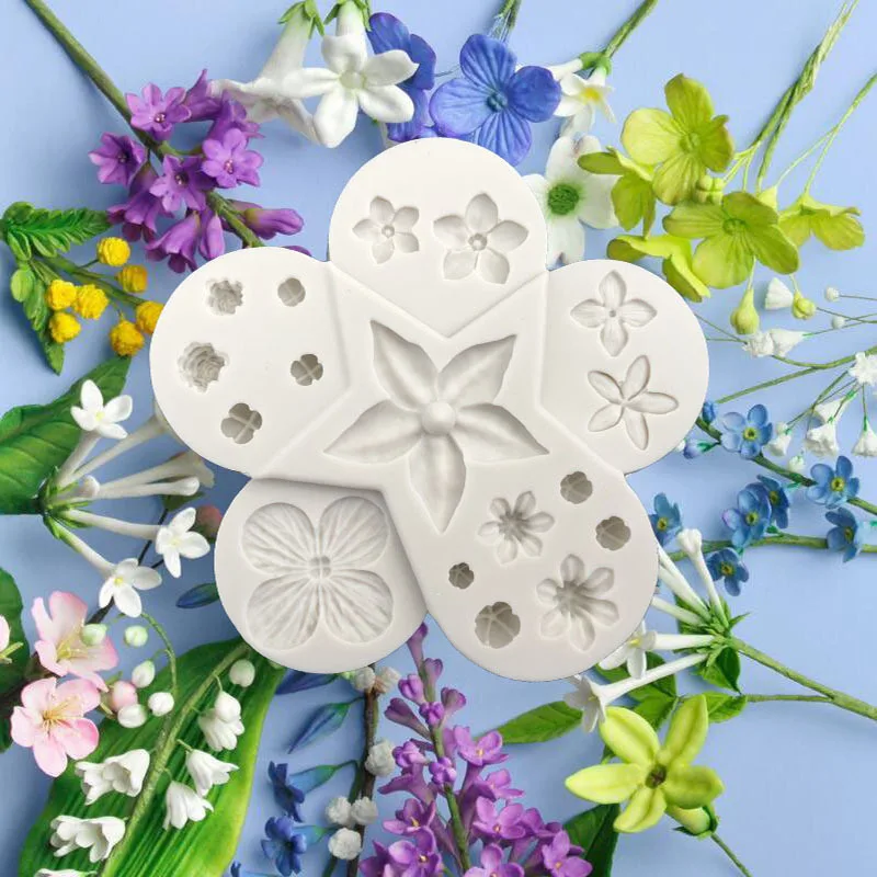 

Fondant Silicone Mould Variety Flowers Shaped Cake Decoration Baking Molds DIY Chocolate Mold Polymer Clay Gumpaste Mould