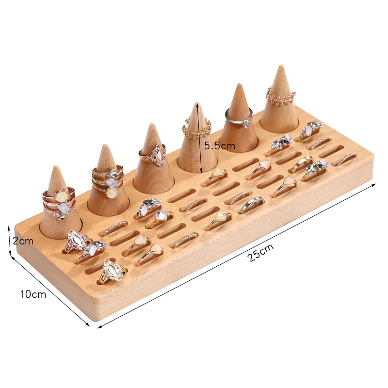 

Ring Holder Jewelry Stand, Wood Ring Display Organizer for Girls Room, Jewelry Storage Tray for Home