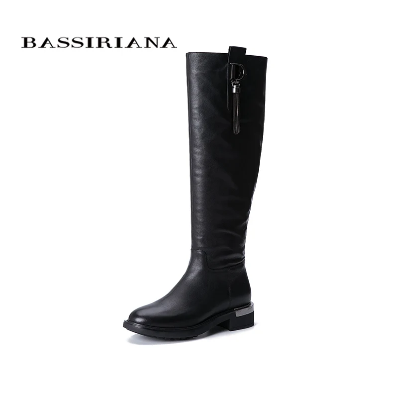BASSIRIANA2019 новые осенние женские сапоги из натуральной кожи на резиновой
