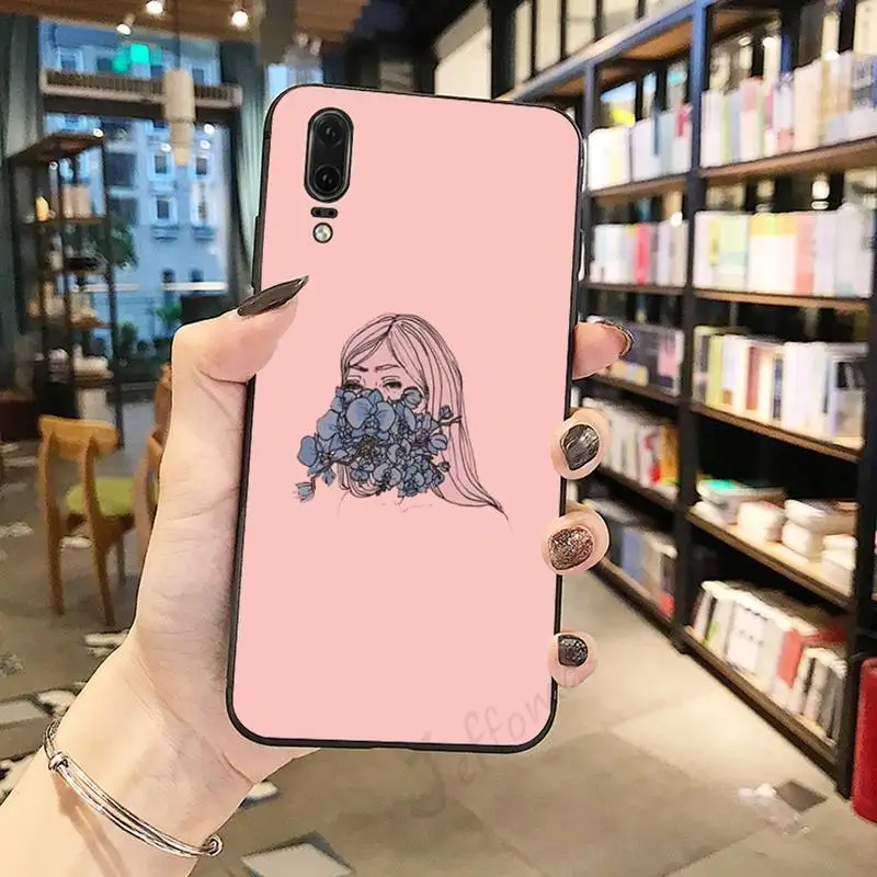 

Retro Art line pair aesthetics Phone Case For Huawei honor Mate P 10 20 30 40 Pro 10i 9 10 20 8 x Lite