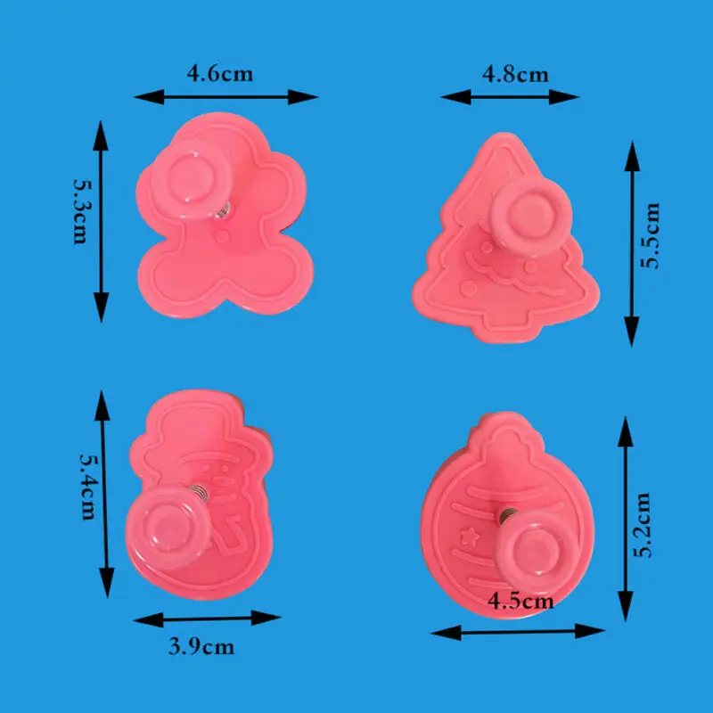 New 4Pcs Christmas Cookie Biscuit Plunger Cutter Mould Fondant Cake Mold Bake kit UK | Baking &amp Pastry Tools