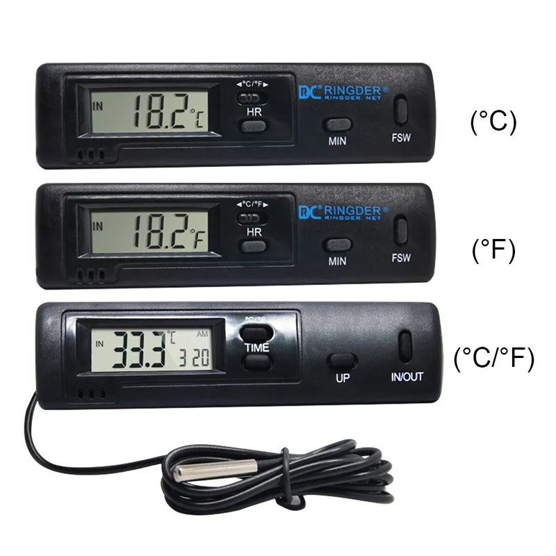 Внутренний и наружный термометр с щупом проводной цифровой ЖК измеритель