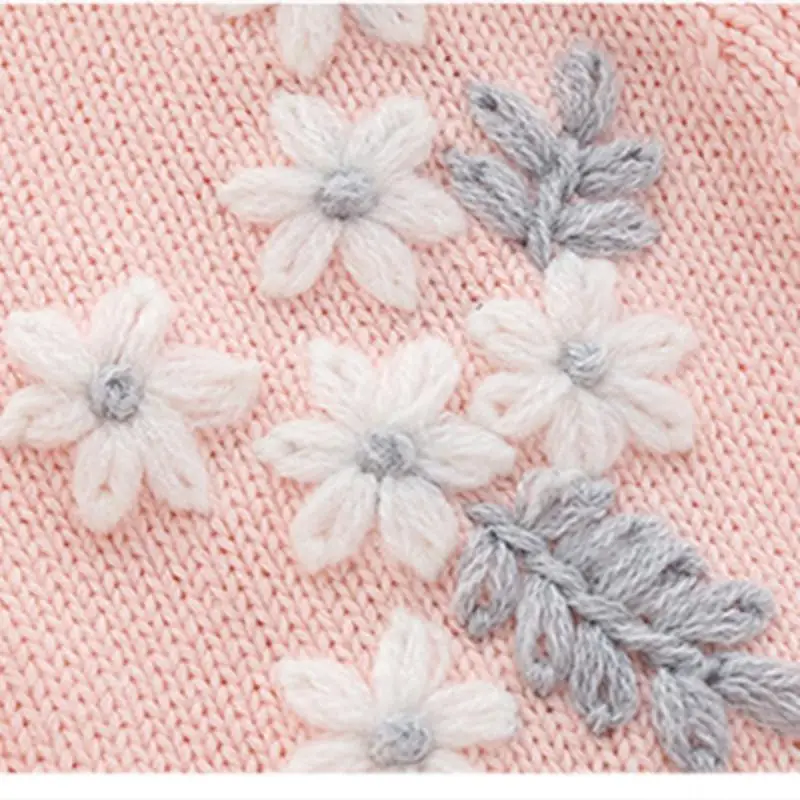 

Baby Girl Rompers Newborn Infant Knitted Jumpsuits Flowers Embroidery Girls Romper Outfit Toddler Sweater Children Kids Overalls