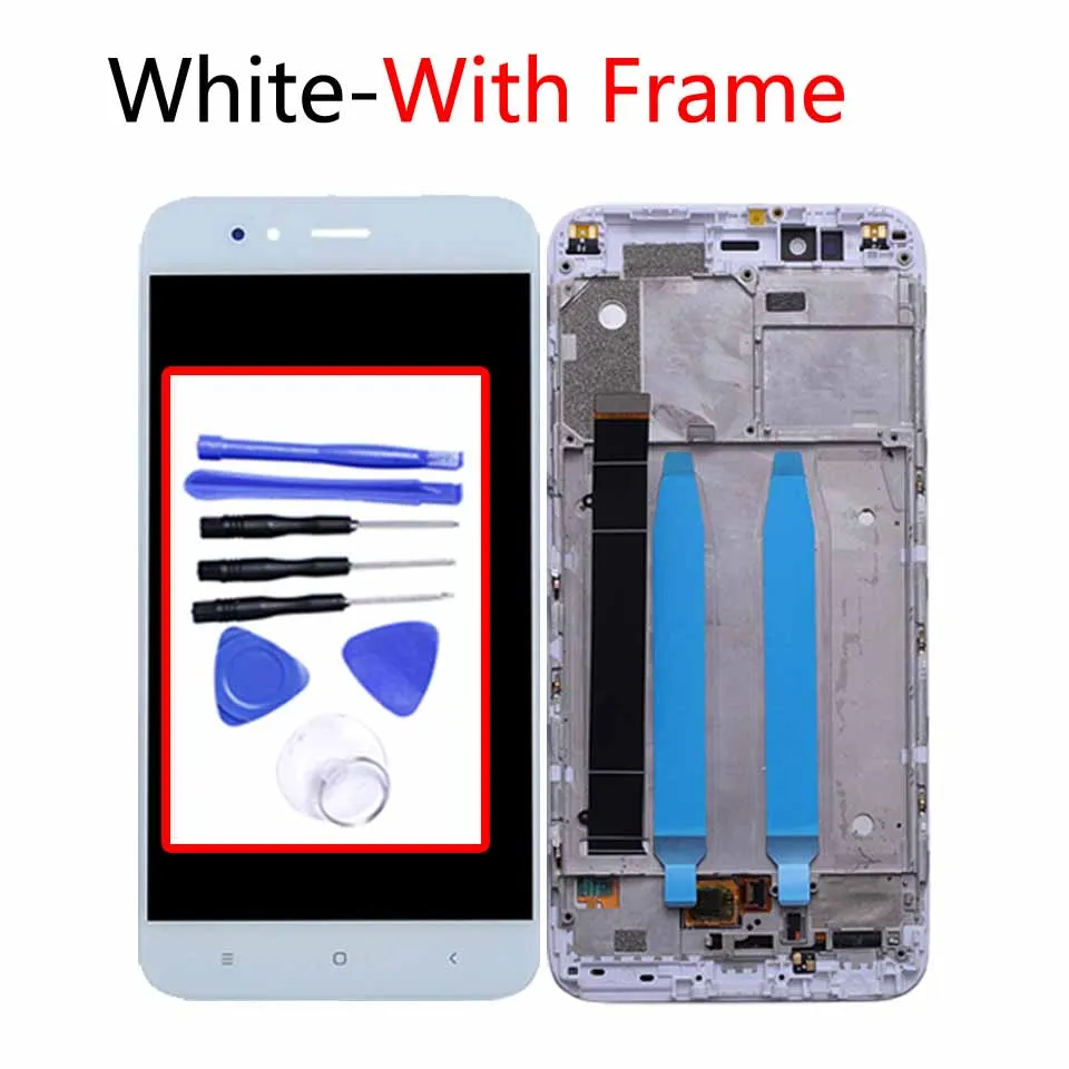 White-With frame 5," дисплей для Xiaomi mi A1 mi 5X ЖК сенсорный экран дигитайзер с рамкой Замена для Xiaomi mi 5X mi A1 сборка - Цвет: White-With frame