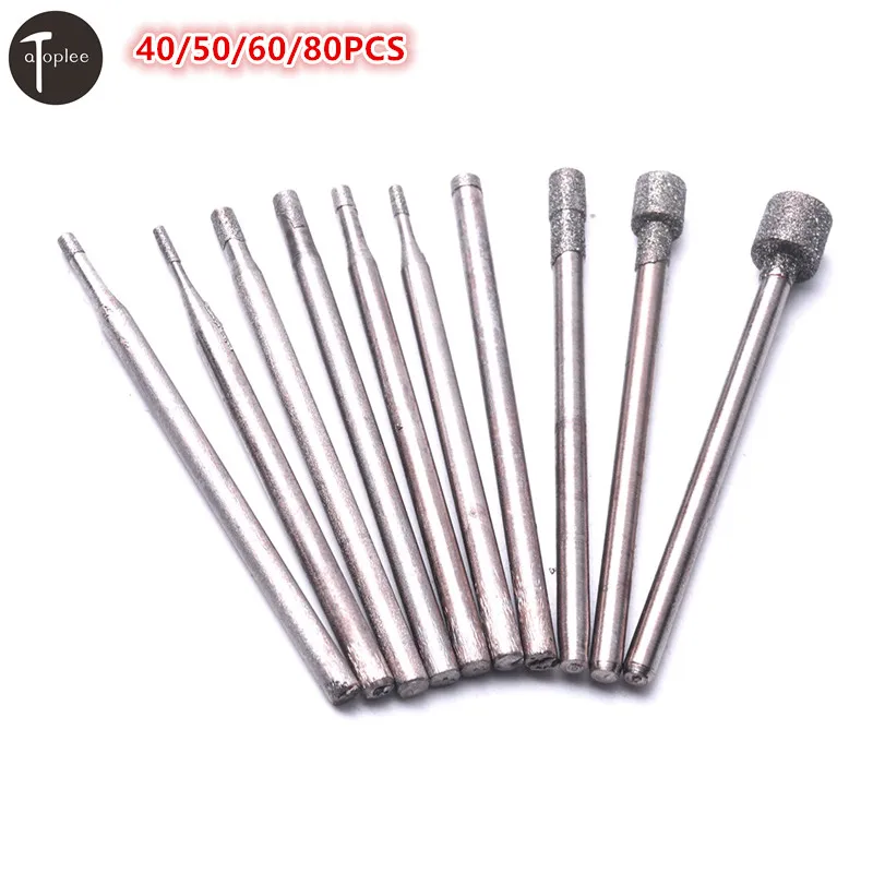 40/50/60/80 шт Аксессуары Dremel 2 35 мм хвостовик цилиндра Алмазные Заусенцы точка