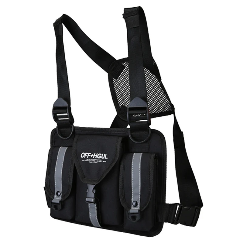 Модная нагрудная сумка со светоотражающим жилетом в стиле хип-хоп уличная