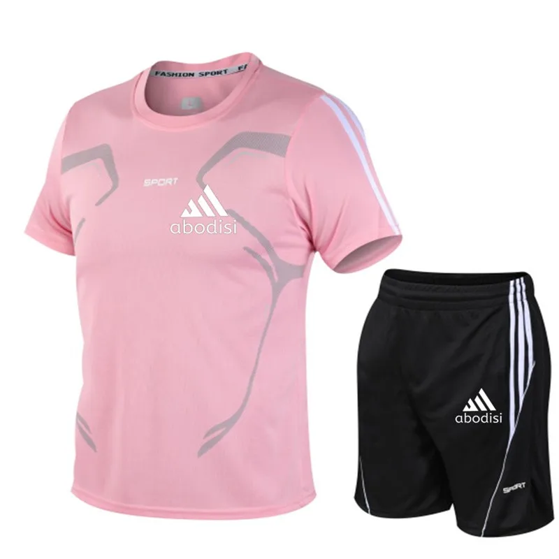 

Summer New Style Men's Brand Quick-Drying Sportswear Men's Suit Fitness Sportswear Short-Sleeved T-Shirt + Shorts 2-Piece Set