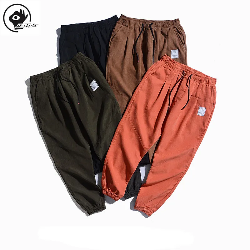 Брюки спортивные мужские с резинкой на талии свободные однотонные | Мужская