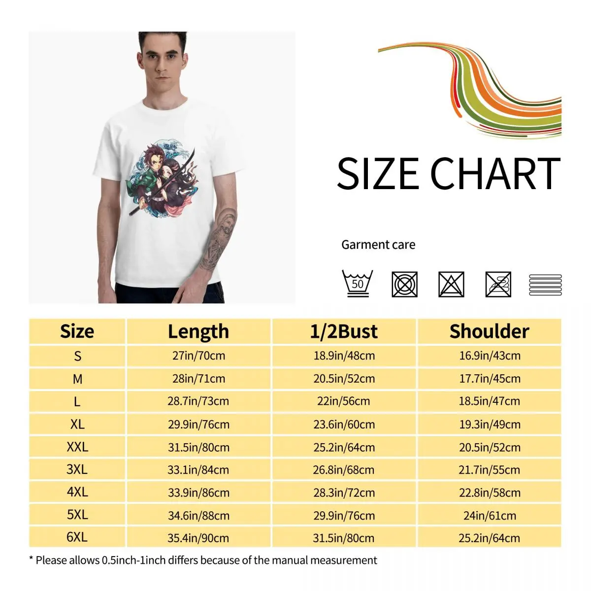 

Anime Fans Kamado Tanjirou 3 man shirts Micro play Short sleeveRound neck T-shirt