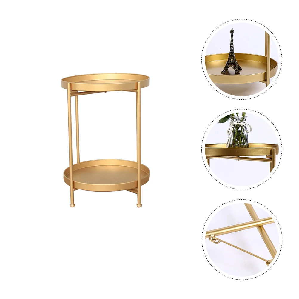 

1 шт. круглый маленький двухслойный чайный столик изысканный металлический журнальный столик для комнаты