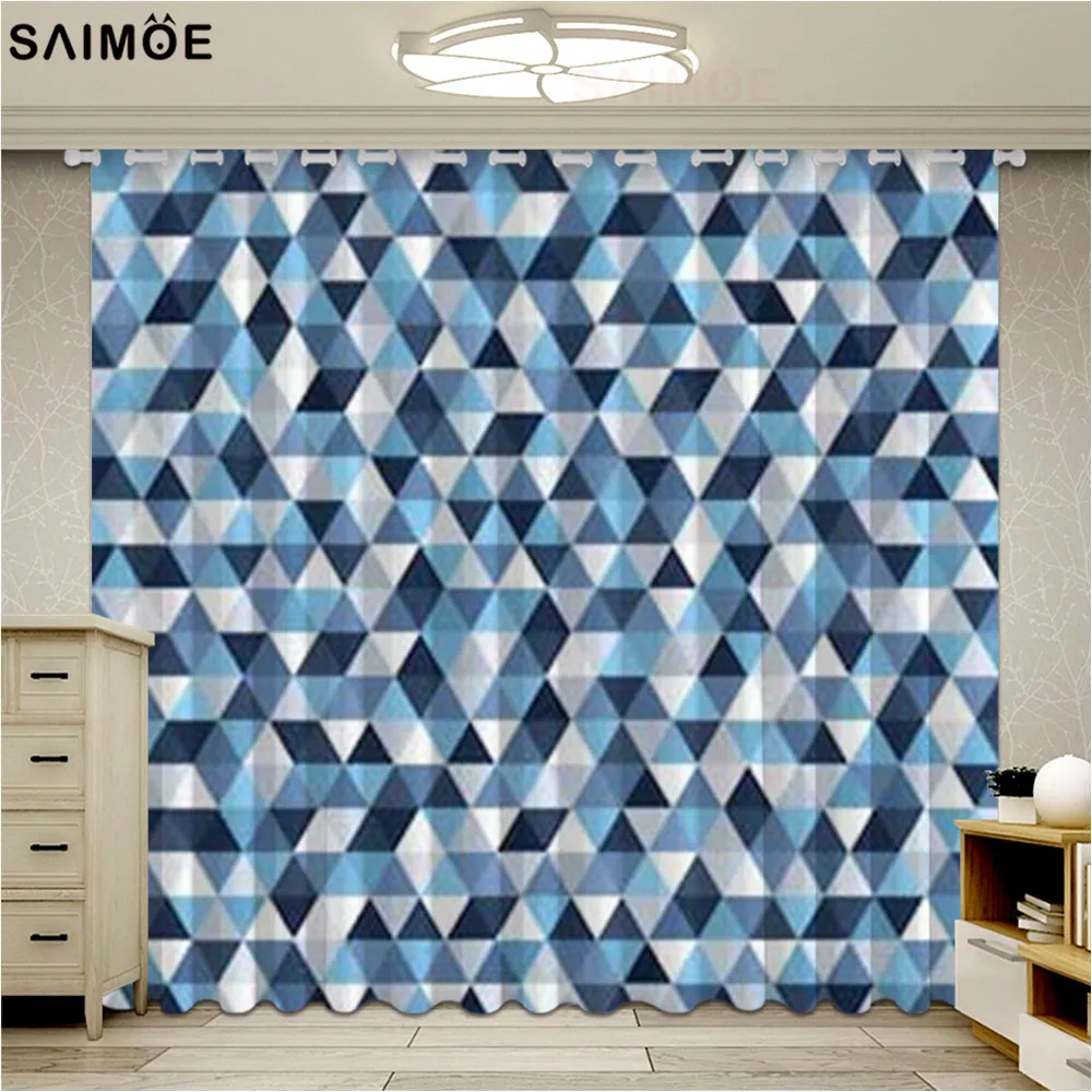 

Modern Black Red Joint Geometric Home Decorative Window Curtain For Bedroom Ultra-thin Micro Shading Blackout Curtains Drapes