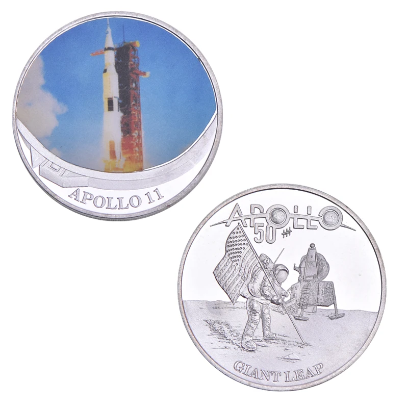 coin 2 WR Apollo 11 50th Anniversary серебряные коллекционные монеты с держателем для монет оригинальная монета для вызова медаль США коллектор дропшиппинг - Цвет: coin 2