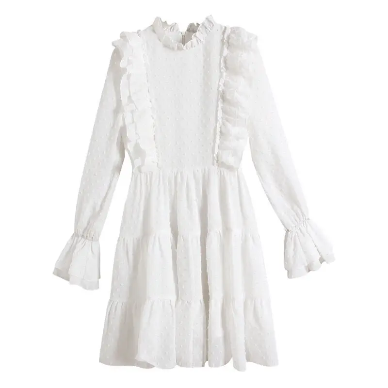 

Elegant Fairy Dress Women Long Sleeve Lace Chiffon Designer Dress Casual French Korean Mini Dress Women's Clothing Autumn 2020