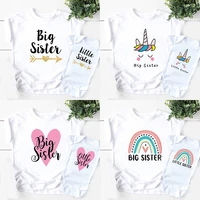 big sister little sister girls tshirt baby rompers unicorn heart rainbow print kids t shirt funny matching outfits clothes