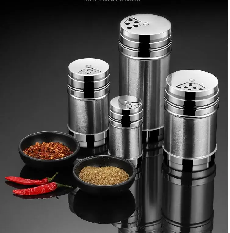 

200PCS/LOT Stainless Steel Salt Shaker Jar Sugar Pepper Toothpick Storage Bottle BBQ Picnic Seasoning Storage Jars