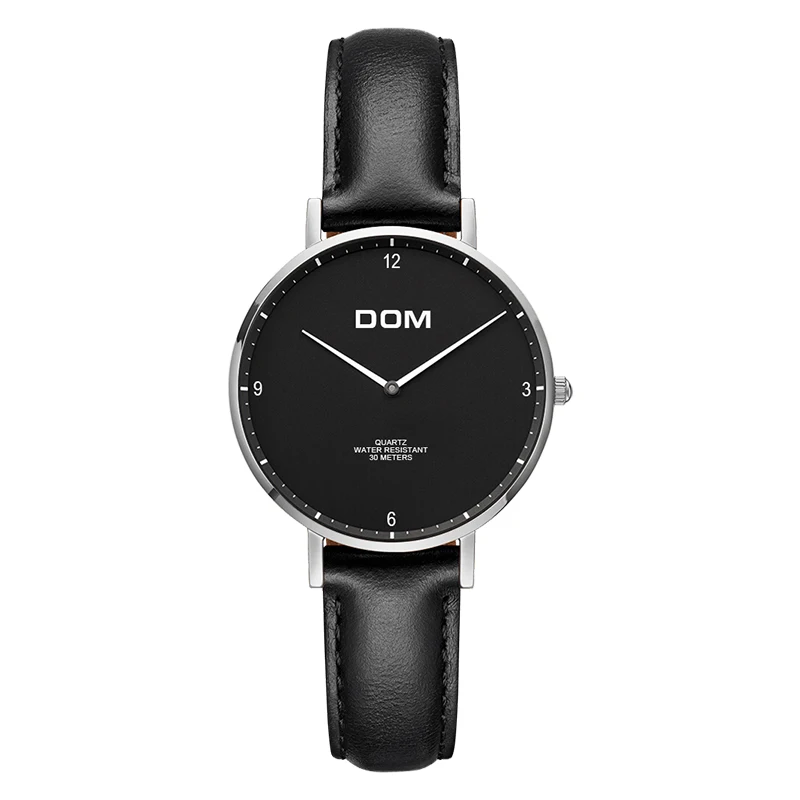 Брендовые женские часы, простые кожаные Наручные часы DOM G-36, женские роскошные часы с циферблатом, Mixmatch Relogio Feminino, коричневая кожа - Цвет: G-36L-1MS