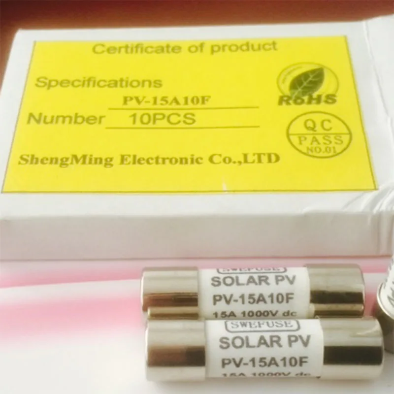 

10 Pcs 1000 VDC Fuse Solar PV Explosion-proof Fuse Silver - 10A
