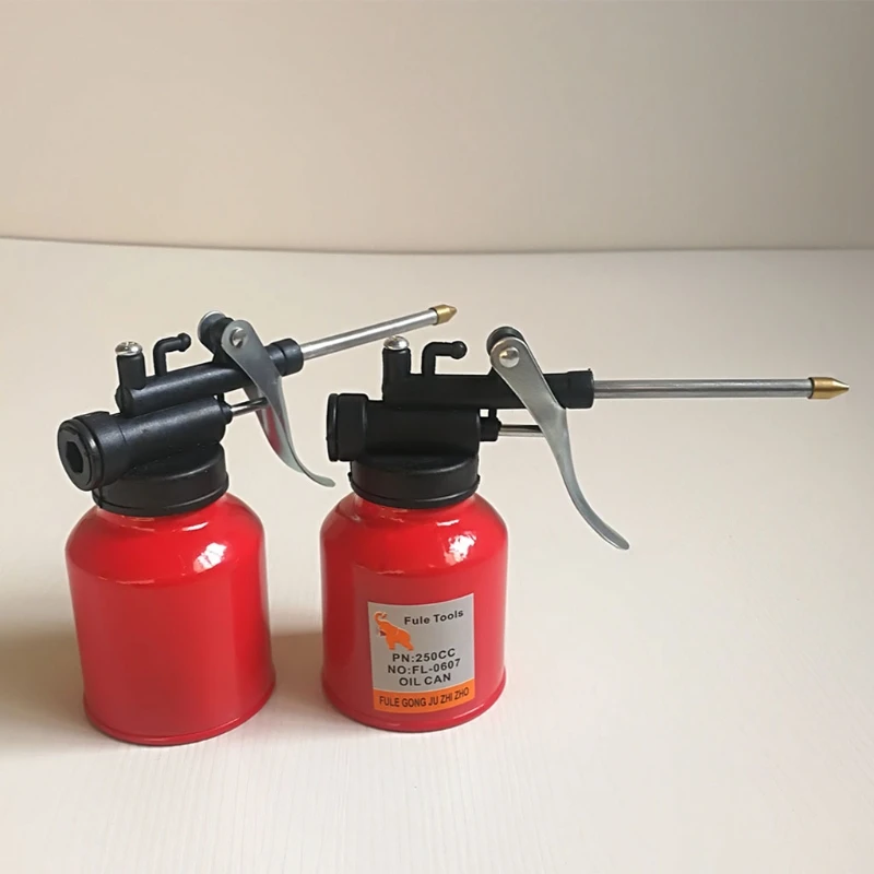 

1Pc High Quality 250ml Oil Can Spout Thumb Pump Workshop Oiler Oil Can Red J60F