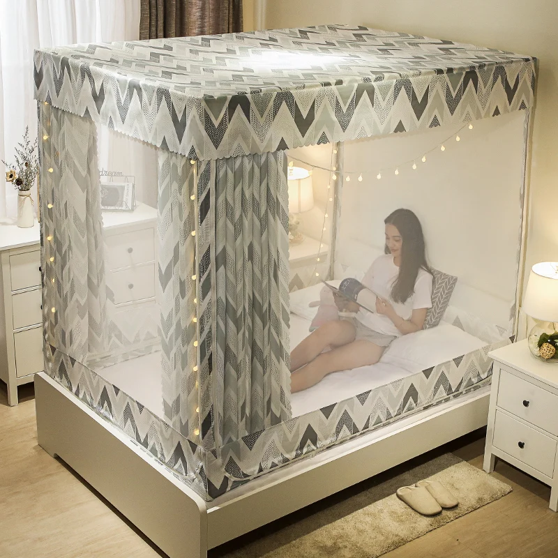 Домашняя Штора для кровати с москитной сеткой один корпус поддержкой полностью