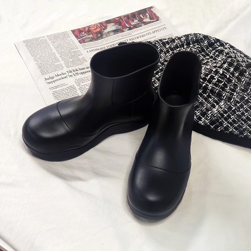 New Style Big Head Ankle Boots EVA FashionWomen's Shoes Non-Slip Increased Thick-Soled Rain Boots Thick-Soled Martin Short Boots