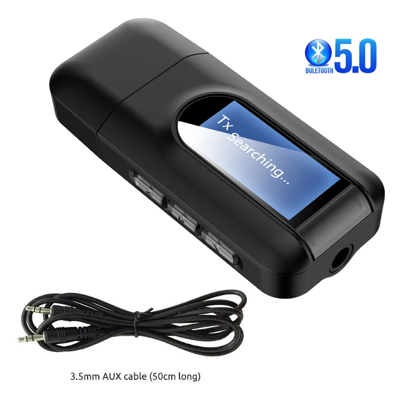 Bluetooth 5 0 аудио приемник передатчик с 3 мм ЖК-экраном AUX стерео USB разъем адаптер для