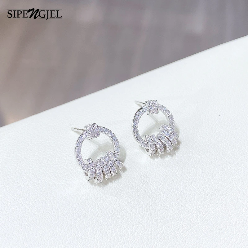 SIPENGJEL модные простые маленькие круглые геометрические серьги гвоздики с