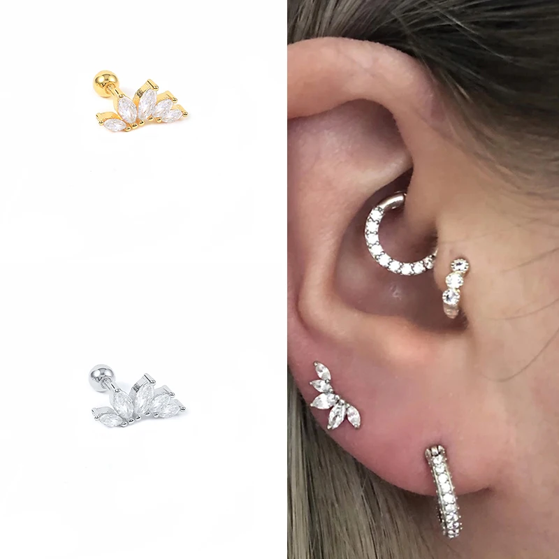 

Женские серьги из серебра 925 пробы с короной из циркония