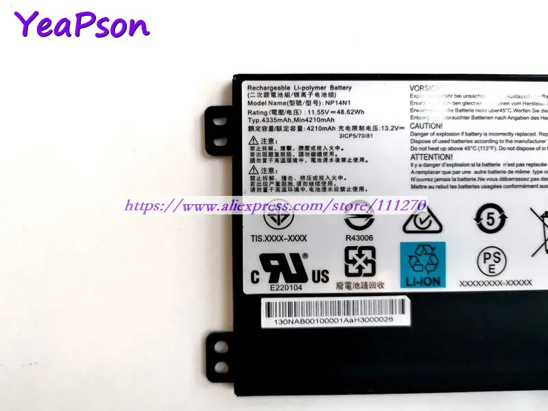 Yeapson 11 55 в 4210 мАч подлинный NP14N1 Аккумулятор для ноутбука Getac|Аккумуляторы