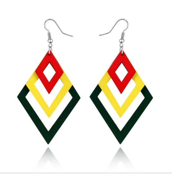 Круглые геометрические Многослойные квадратные серьги капли из натурального