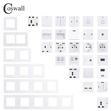 COSWALL E20 Series White PC Panel Wall Switch EU French Socket HDMI-compatible USB Type-C 18W Fast Charger TV RJ45 Module DIY COSWALL E20 Series White PC Panel Wall Switch EU French Socket HDMI-compatible USB Type-C 18W Fast Charger TV RJ45 Module DIY