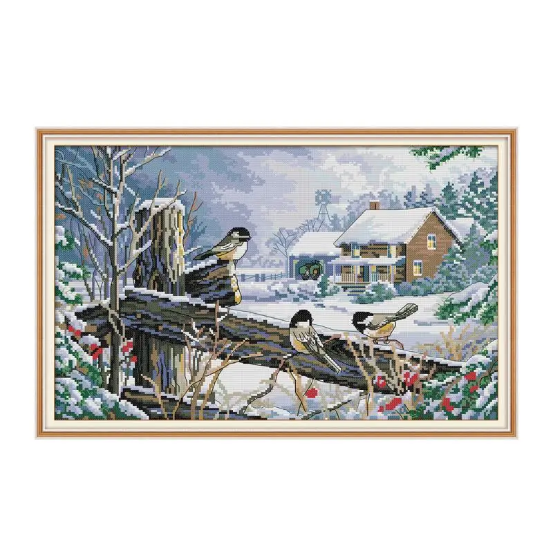 

Bird on the fence cross stitch kit aida 14ct 11ct count print canvas cross stitches needlework embroidery DIY handmade