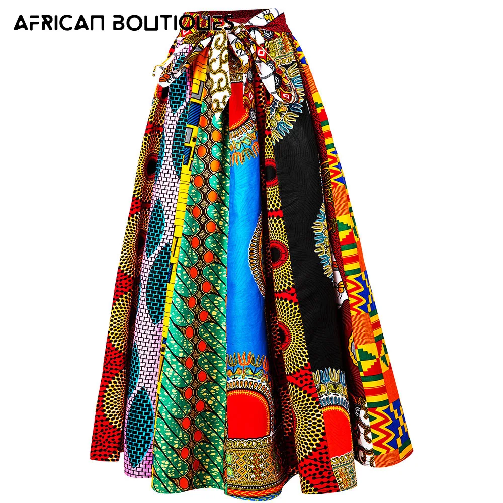 Maxifalda africana para mujer, falda larga de cintura alta con estampado de cera Ankara, ropa tradicional africana, nueva moda, 2022