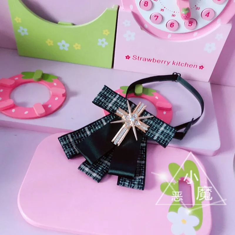 Галстук-бабочка женский винтажный черный с бриллиантами | Аксессуары для одежды