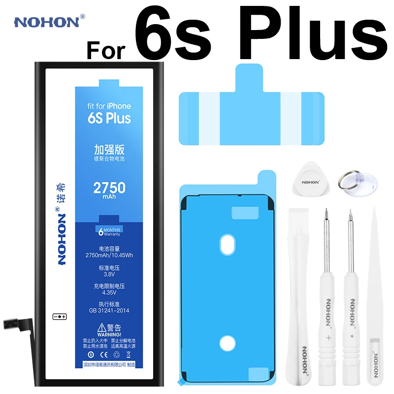 

100% Original NOHON 2750mAh Built-In Phone Battery For iPhone 6S Plus 6sPlus 5.5" High capacity Replacement Batteries with Tools