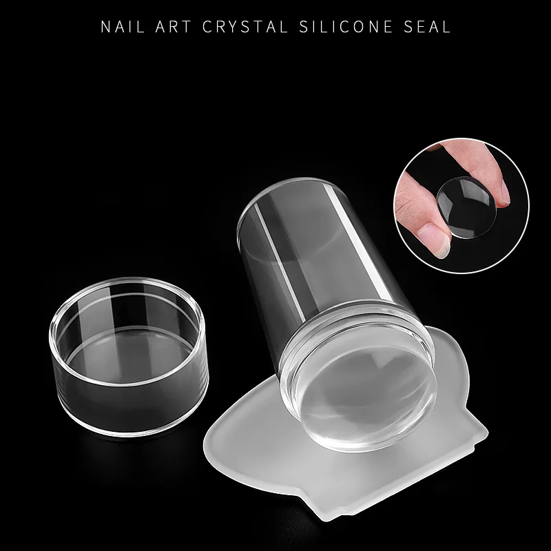

2pcs/set Nail Art Templates Clear Jelly Silicone Stamper Scraper Set With Cap Stamping Transfer Plate Nail Art Tool TSLM2