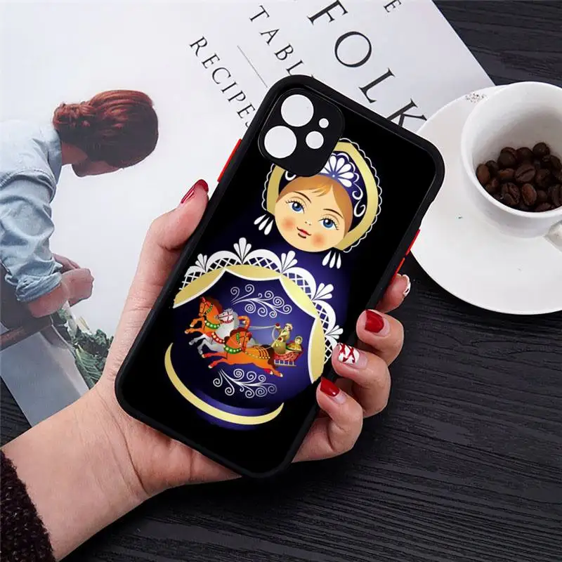 

Russian matryoshka Dolls cute Phone Case Matte Transparent for iPhone 7 8 11 12 s mini pro X XS XR MAX Plus cover funda