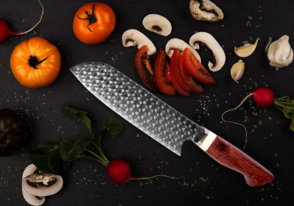 

XITUO Damascus Steel Chef Knife 6.5 inch 110 Layer Kitchen Meat Cleaver Fish sushi Knife Japan Santoku Rose Home Cooking knives