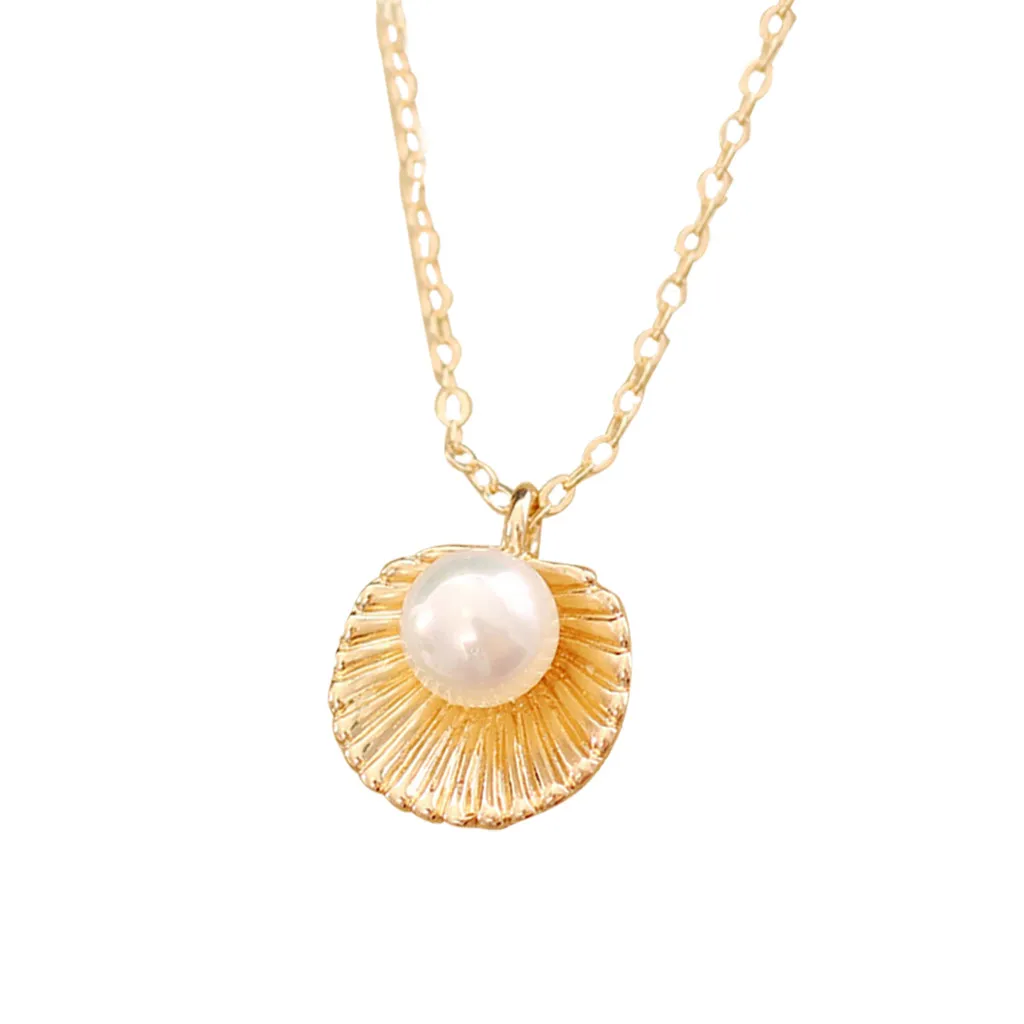 Корейская версия простого жемчужного ожерелья с подвеской в виде раковины