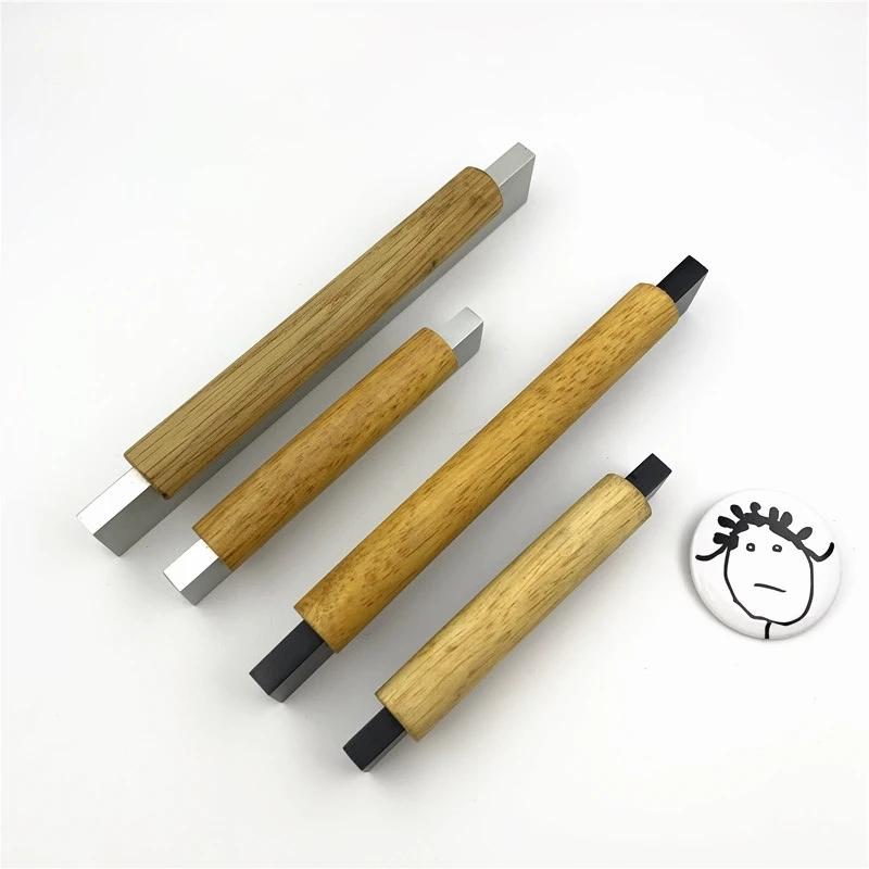 LCH Nordic Стиль твердой древесины комбинированный цинковый сплав ручка ящика Винтаж ящик ручка деревянная мебельная фурнитура, матово-черный