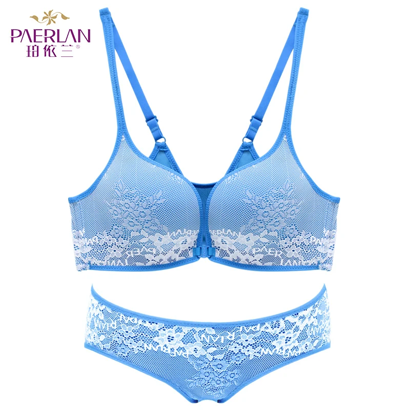 

PAERLAN Lace Side Front Buckle Wire Free Bra New Small Chest Gathered Thick Vest Style Sexy Women's Underwear Lingere Set