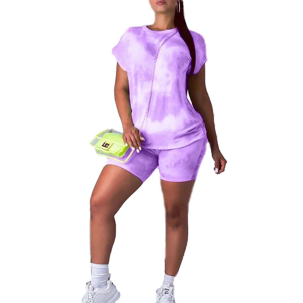 

Women Sets Sweat Suit Tie-Dye Print Suit Round Neck T-Shirt Shorts Pants Two Piece Outfits Tracksuits Women Set Womens Clothes