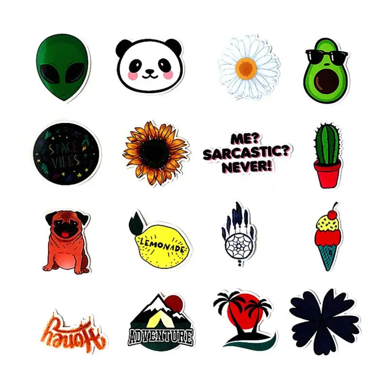 Наклейки для бутылок с водой большие 30 штук в упаковке милые водонепроницаемые