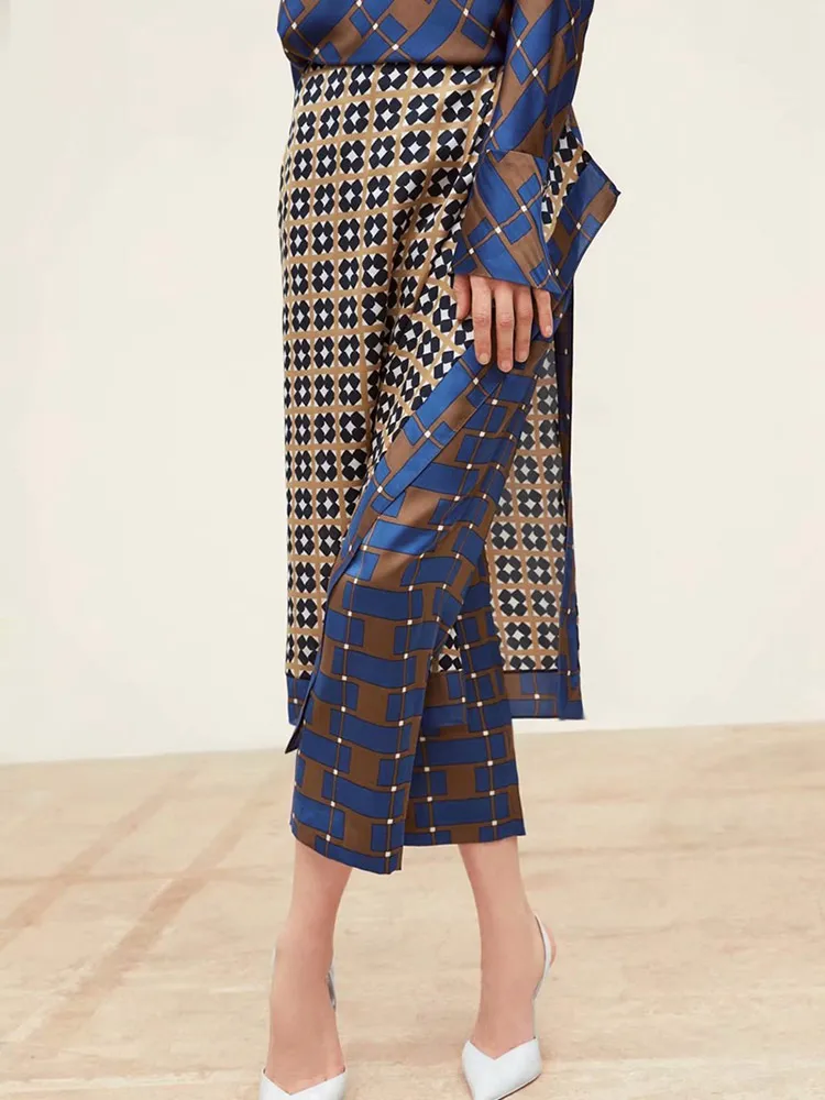 

Vintage Elegant Ladies Fashion Plaid Harajuku Checked Trousers Solid Color Wide Pants for Women Plus Size Designer Woman Trouser