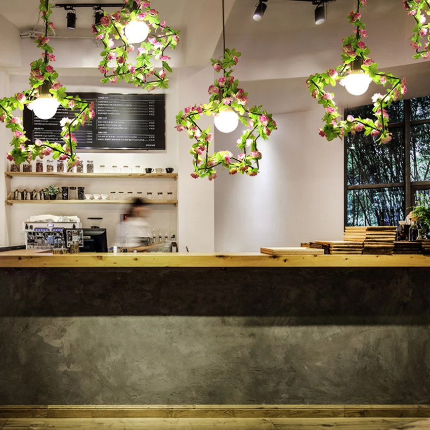 

JAXLONG E27 LED Kitchen Dining & Bar Pendant Lights Vintage Sakura Bar Hotel hanglamp Lighting Pendant Lamp Fixture Luminaire
