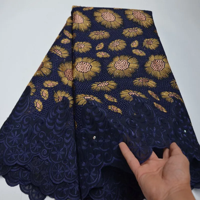 

5 ярдов, хлопковая вышивка, тюль, кружево, африканская вуаль, кружевная ткань, нигерийский Гана, швейная одежда высокого качества TS5935