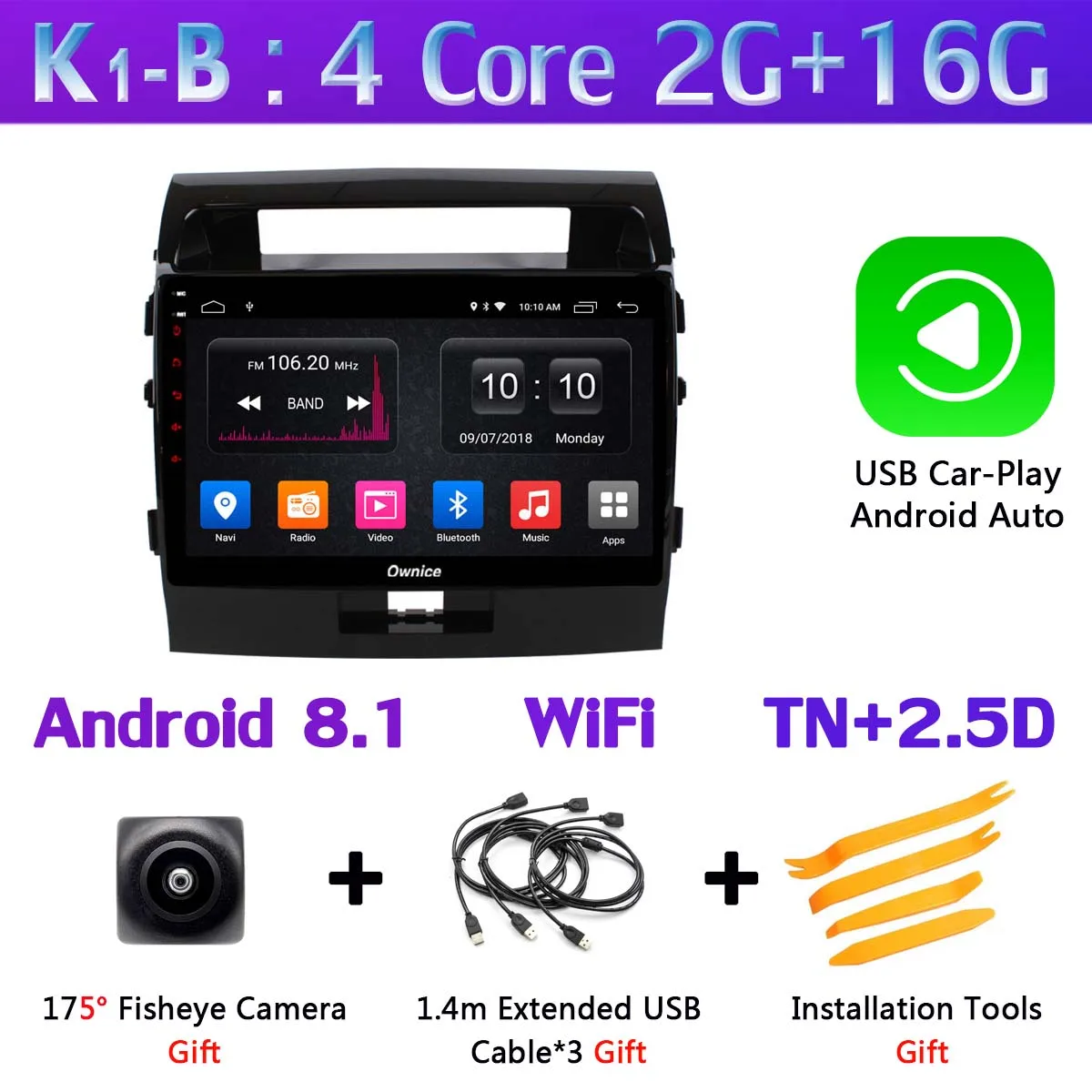 K1-B-CarPlay 360 ° 4* AHD камера Android 9,0 8 ядерный 4 Гб ОЗУ+ 64 ГБ SPDIF DSP CarPlay Автомобильный gps радио плеер для Toyota Land Cruiser 11 200 2007 - Цвет: K1-B-CarPlay