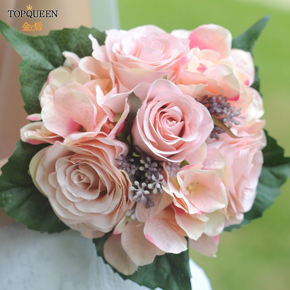 TOPQUEEN F29 элегантный свадебный букет с розовыми розами искусственные цветы